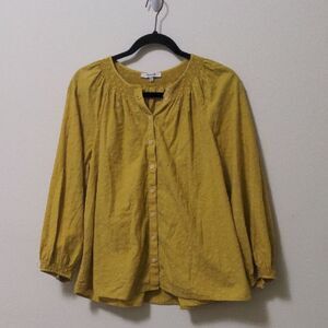 Madewell Yellow Cotton Button Front Top